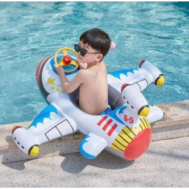Airplane shape Infant Float Pool Swimming Ring Inflatable Circle Baby Seat with Steering Wheel Summer Beach Party Pool Toys