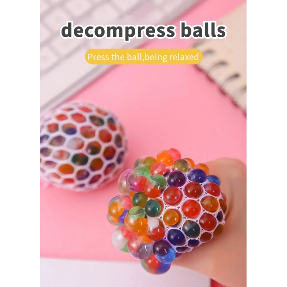 Anti-Stress Grape Ball Rainbow Squeeze Grape Toys Colorful Mesh Ball Soft Elastic Anxiety Relief Fidget Ball Decompression Toy