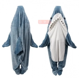 Shark Blanket Adult Cartoon Sleeping Bag Pajama Hooded Warm Flannel Funny Homewear Shark Onesie Sleeping Bag Winter Warm Blanket