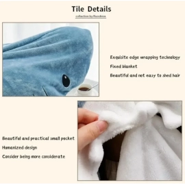 Shark Blanket Adult Cartoon Sleeping Bag Pajama Hooded Warm Flannel Funny Homewear Shark Onesie Sleeping Bag Winter Warm Blanket