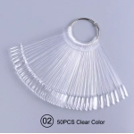 50pcs False Nail Display Tips Clear Nature Color Chart Oval Fan Style UV Gel Polish Swatch Shows Palette Practice Manicure Tools