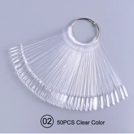 50pcs False Nail Display Tips Clear Nature Color Chart Oval Fan Style UV Gel Polish Swatch Shows Palette Practice Manicure Tools