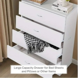 Newest design of 4-Drawer Dresser Bedroom Storage Bedside Nightstand Chest of 4 Drawers with USB
