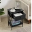 Modern X-Design Night Stand, Versatile End Storage Shelf Side Table, Black, Nightstand with Drawer, Retro Blk