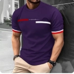 2024 Men's Street T-shirt Summer Men's 3D Stripe Letter Print Short Sleeve Tops Oversized Casual Tee Hipster T Shirts Clothing
