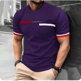 2024 Men's Street T-shirt Summer Men's 3D Stripe Letter Print Short Sleeve Tops Oversized Casual Tee Hipster T Shirts Clothing